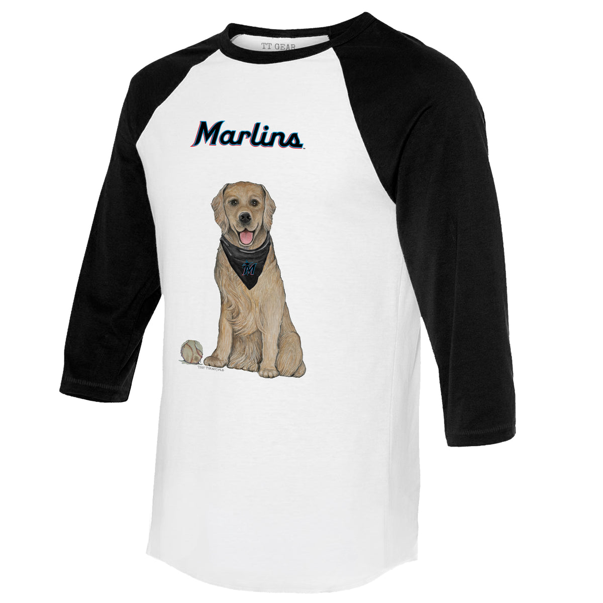 Miami Marlins Golden Retriever 3/4 Black Sleeve Raglan