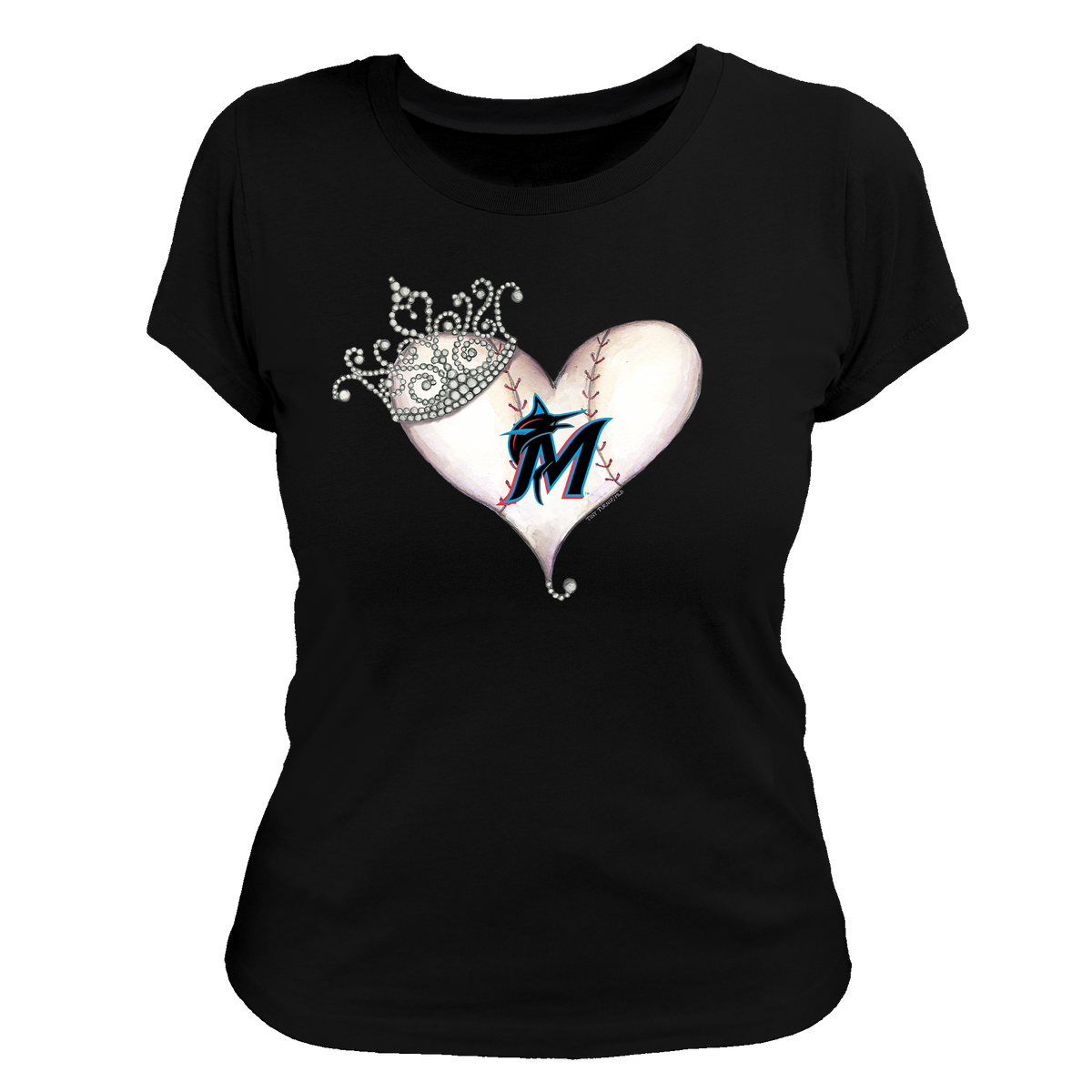 Miami Marlins Tiara Heart Tee Shirt