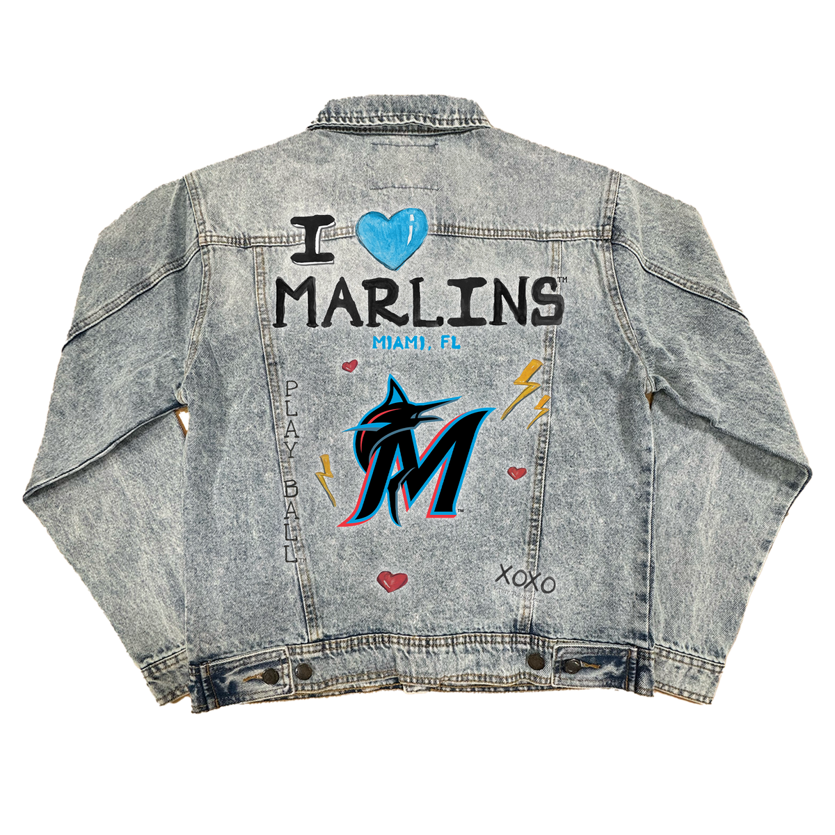 I Heart Marlins Boyfriend Denim Jacket - Tiny Turnip