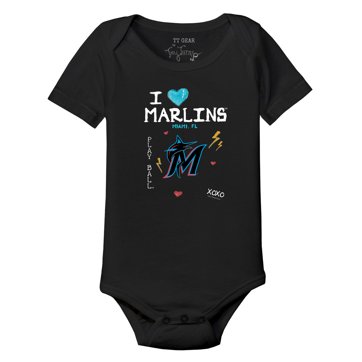 I Heart Marlins Short Sleeve Snapper - Tiny Turnip