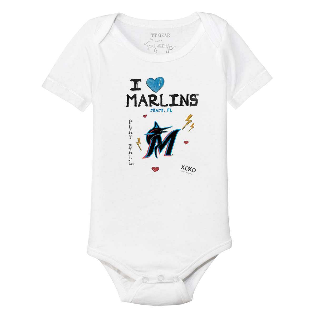 I Heart Marlins Short Sleeve Snapper - Tiny Turnip