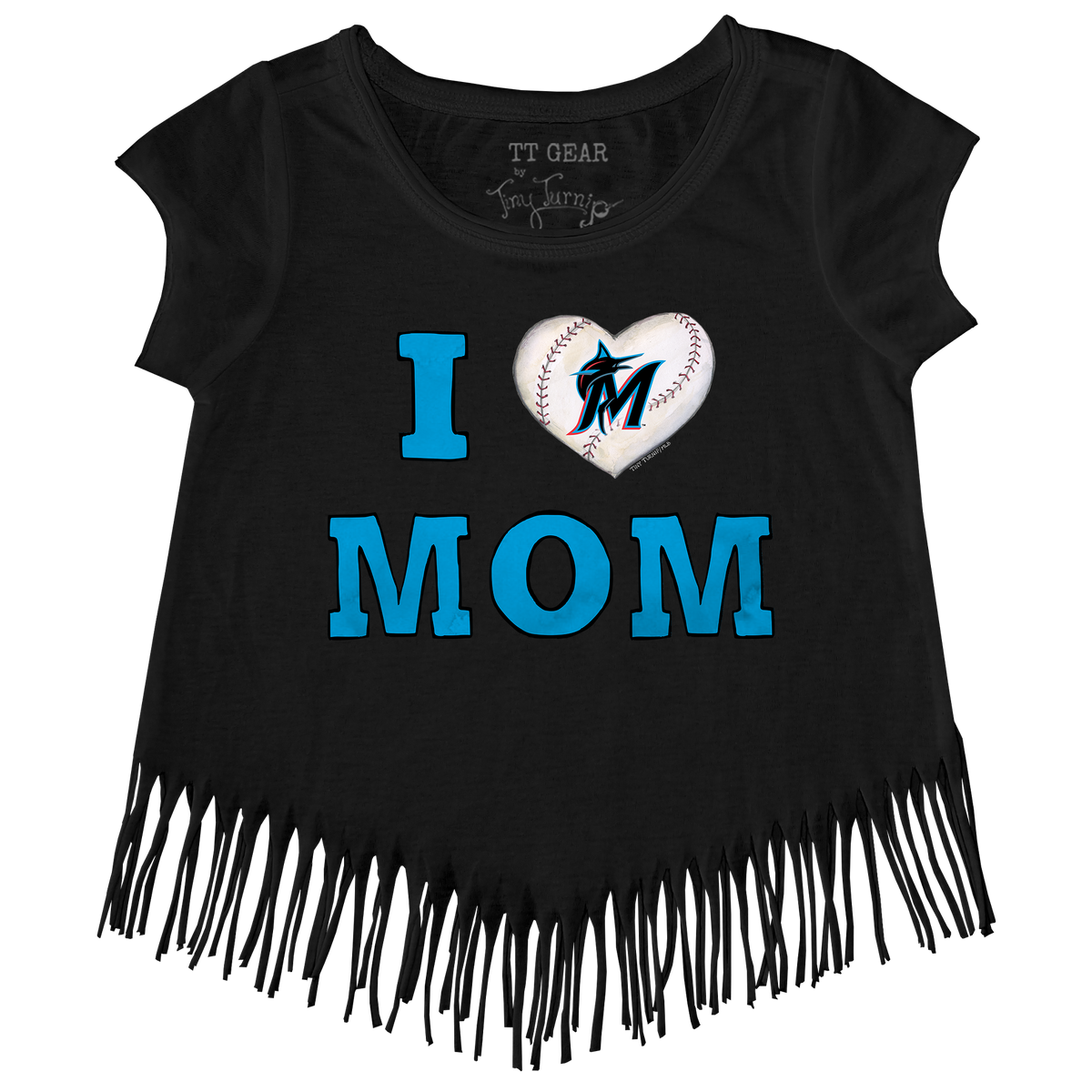 Miami Marlins I Love Mom Fringe Tee