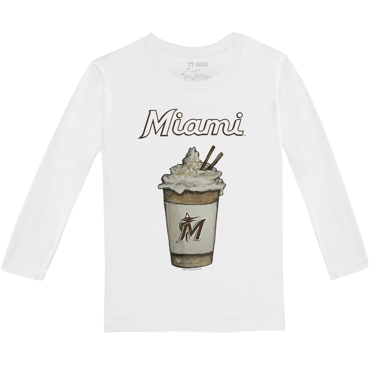 Miami Marlins Latte Long-Sleeve Tee Shirt