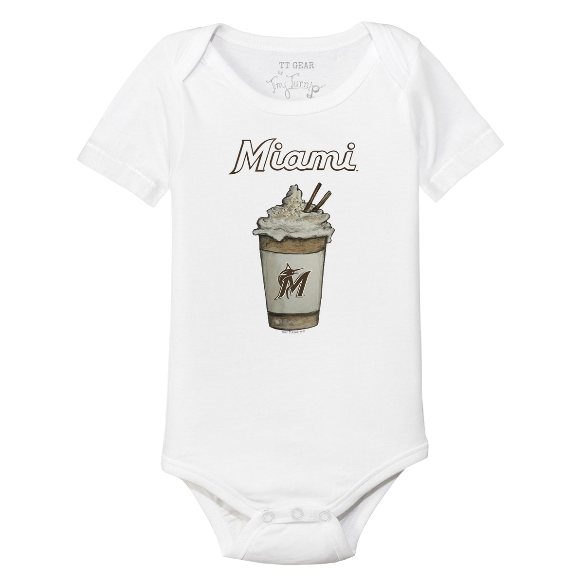 Miami Marlins Latte Short Sleeve Snapper