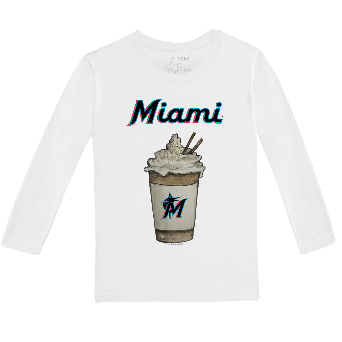 Miami Marlins Latte Long-Sleeve Tee Shirt