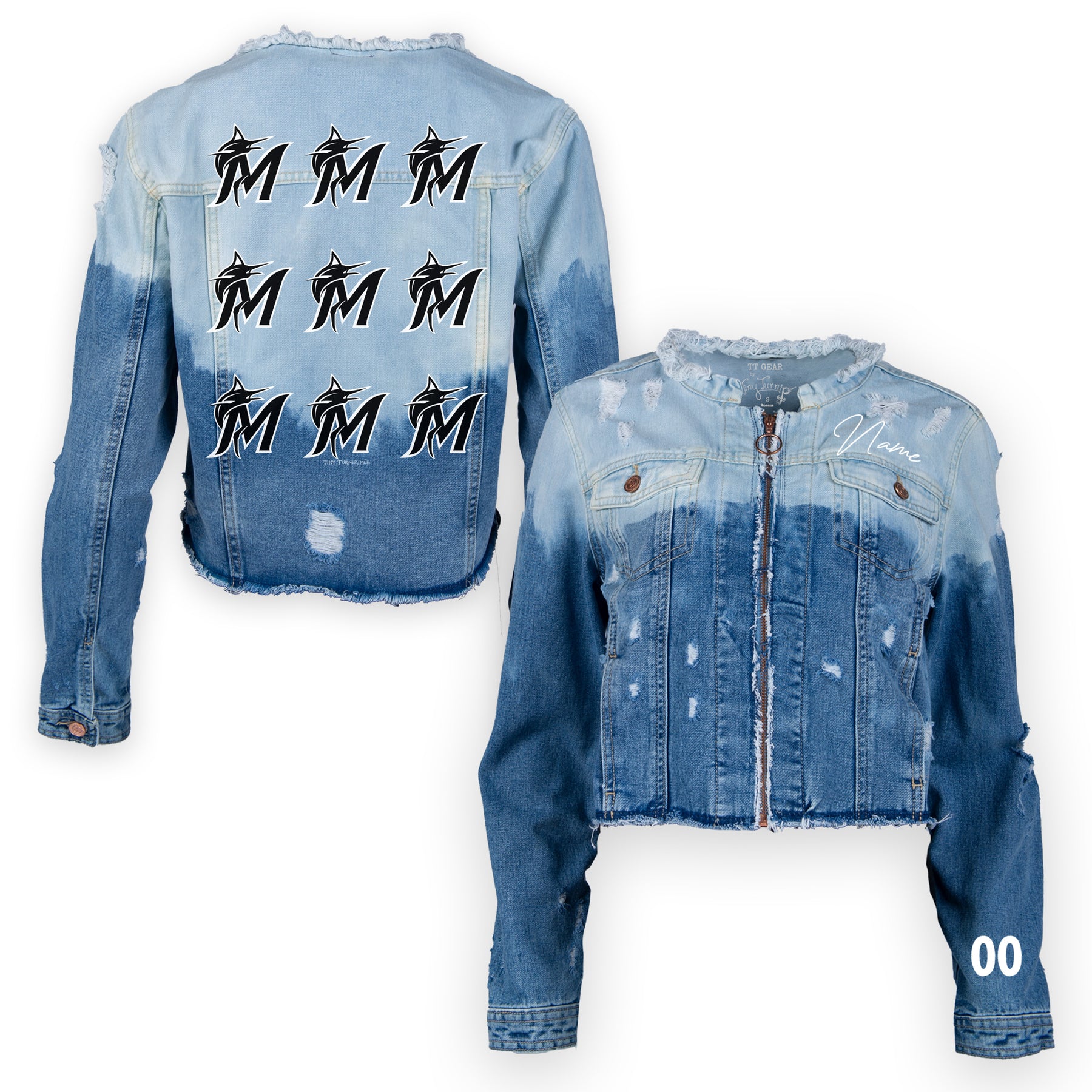 Miami Marlins Dip-Dyed Khloe Denim Logo Grid