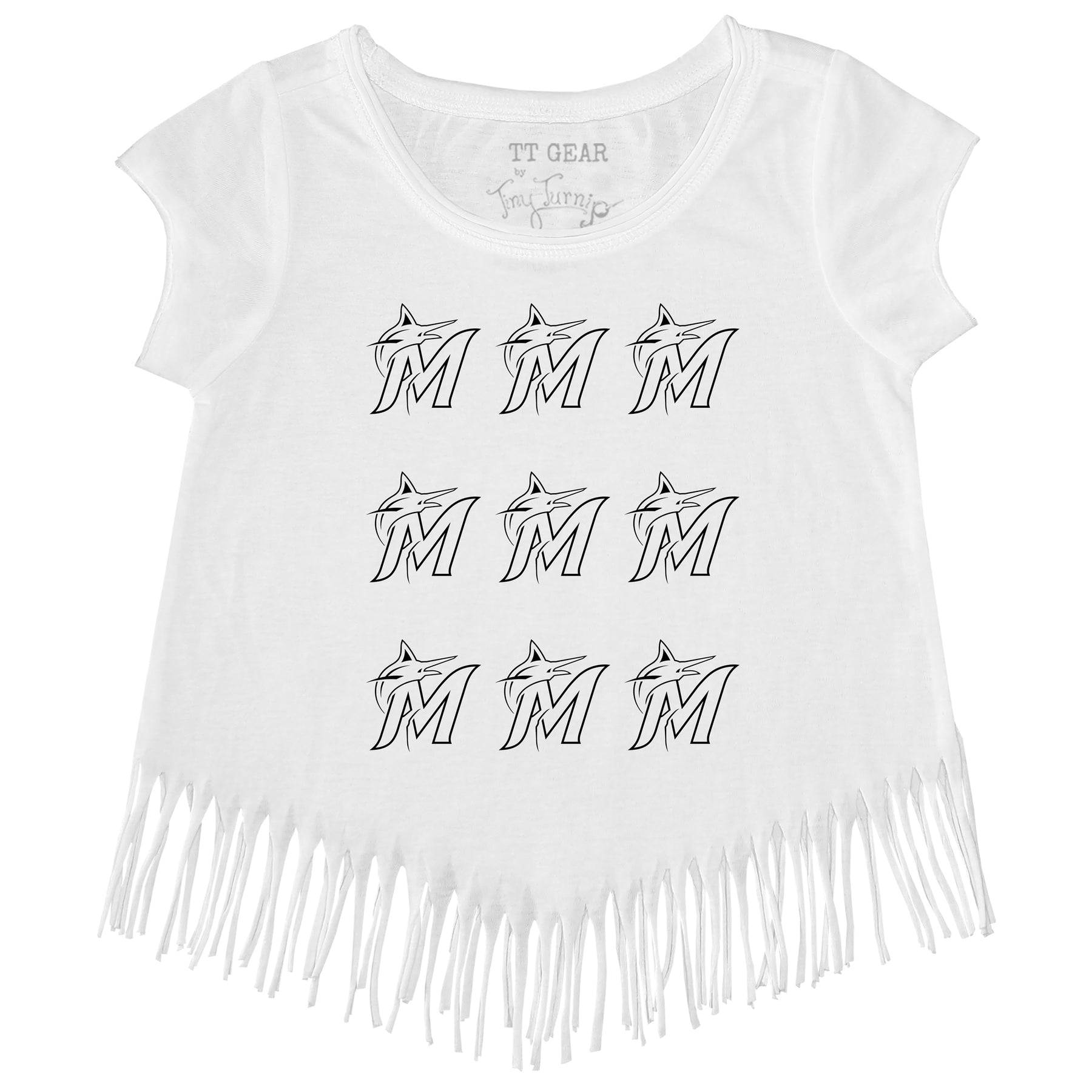 Miami Marlins Logo Grid Fringe Tee