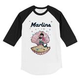 Miami Marlins Mermaid 3/4 Black Sleeve Raglan