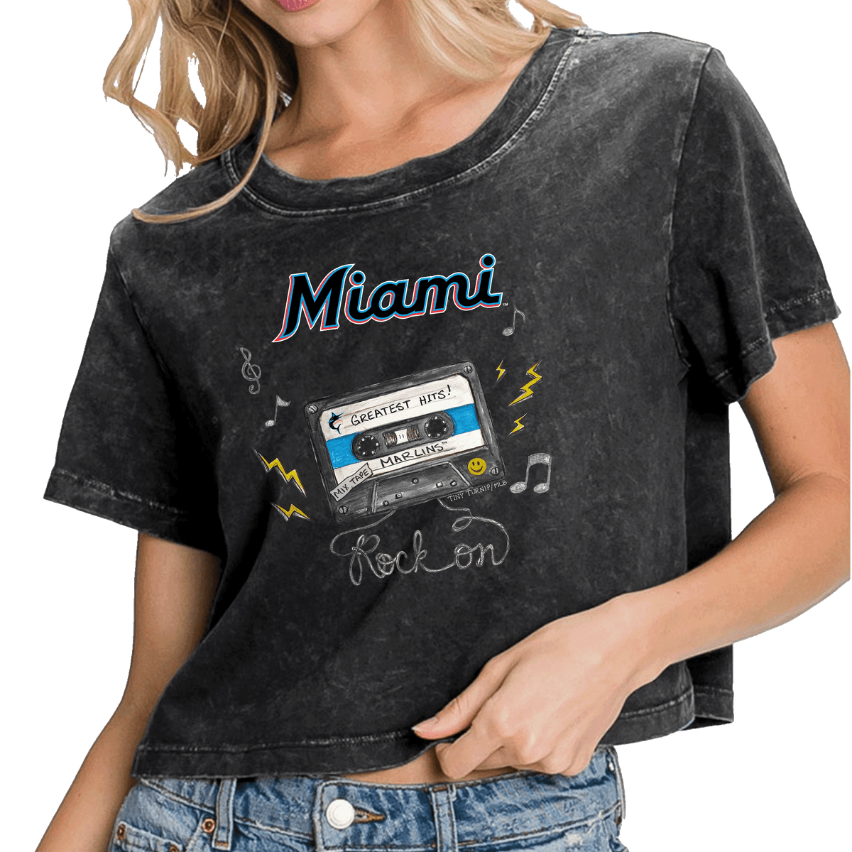 Miami Marlins Mixtape Vintage Crop Tee