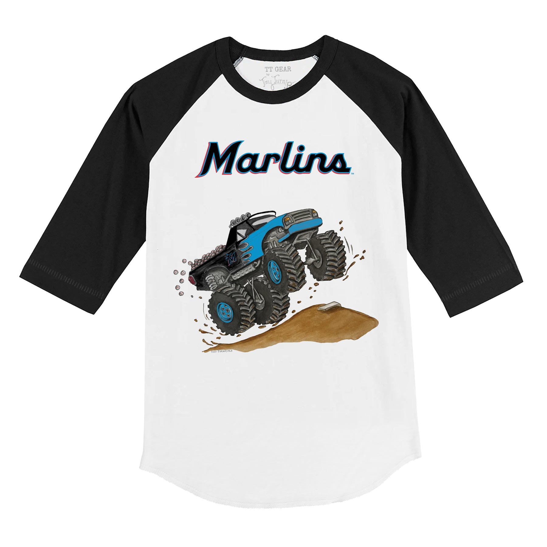 Miami Marlins Monster Truck 3/4 Black Sleeve Raglan