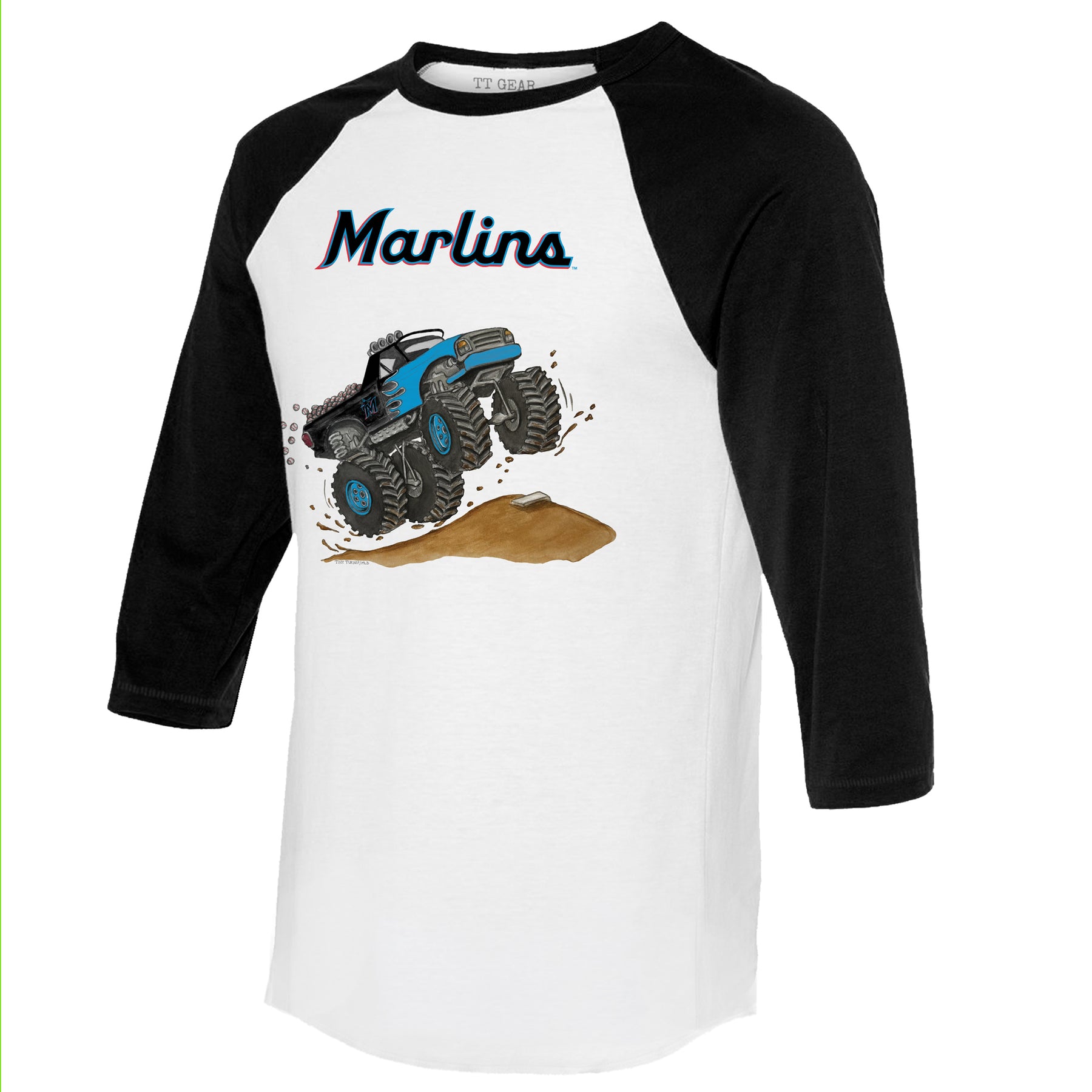 Miami Marlins Monster Truck 3/4 Black Sleeve Raglan