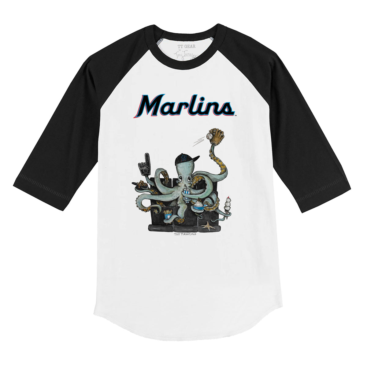 Miami Marlins Octopus 3/4 Black Sleeve Raglan