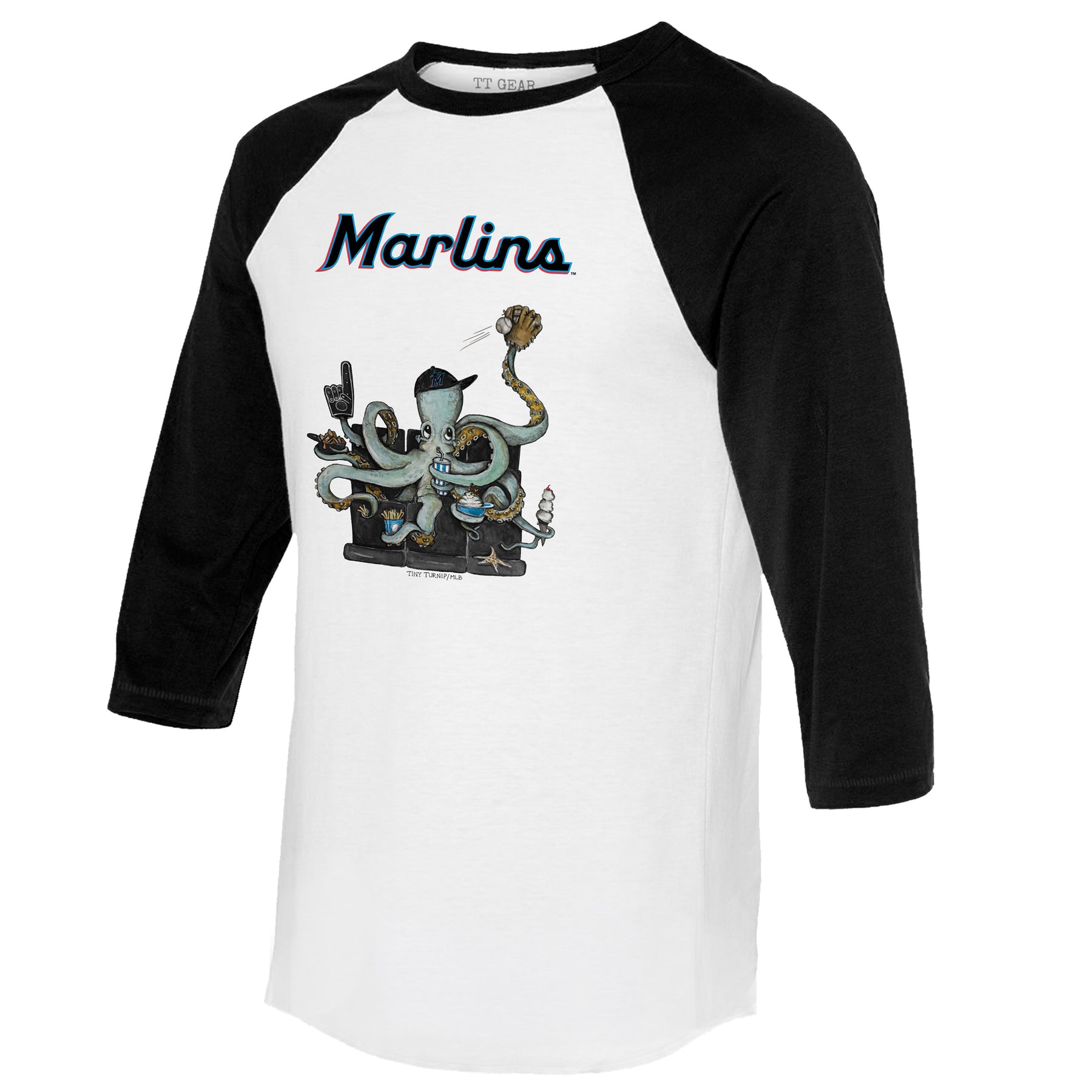 Miami Marlins Octopus 3/4 Black Sleeve Raglan