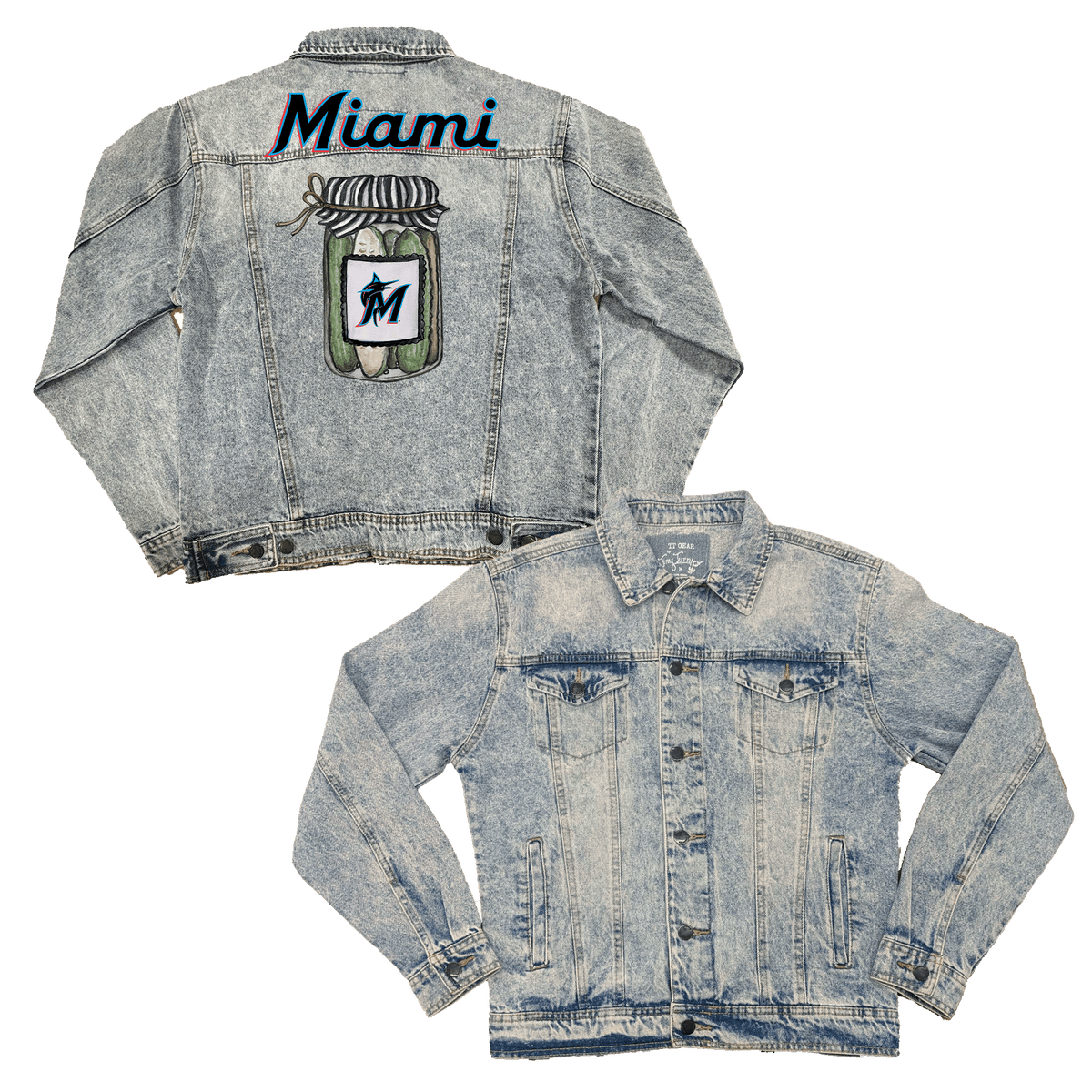Miami Marlins Pickle Jar Boyfriend Denim Jacket