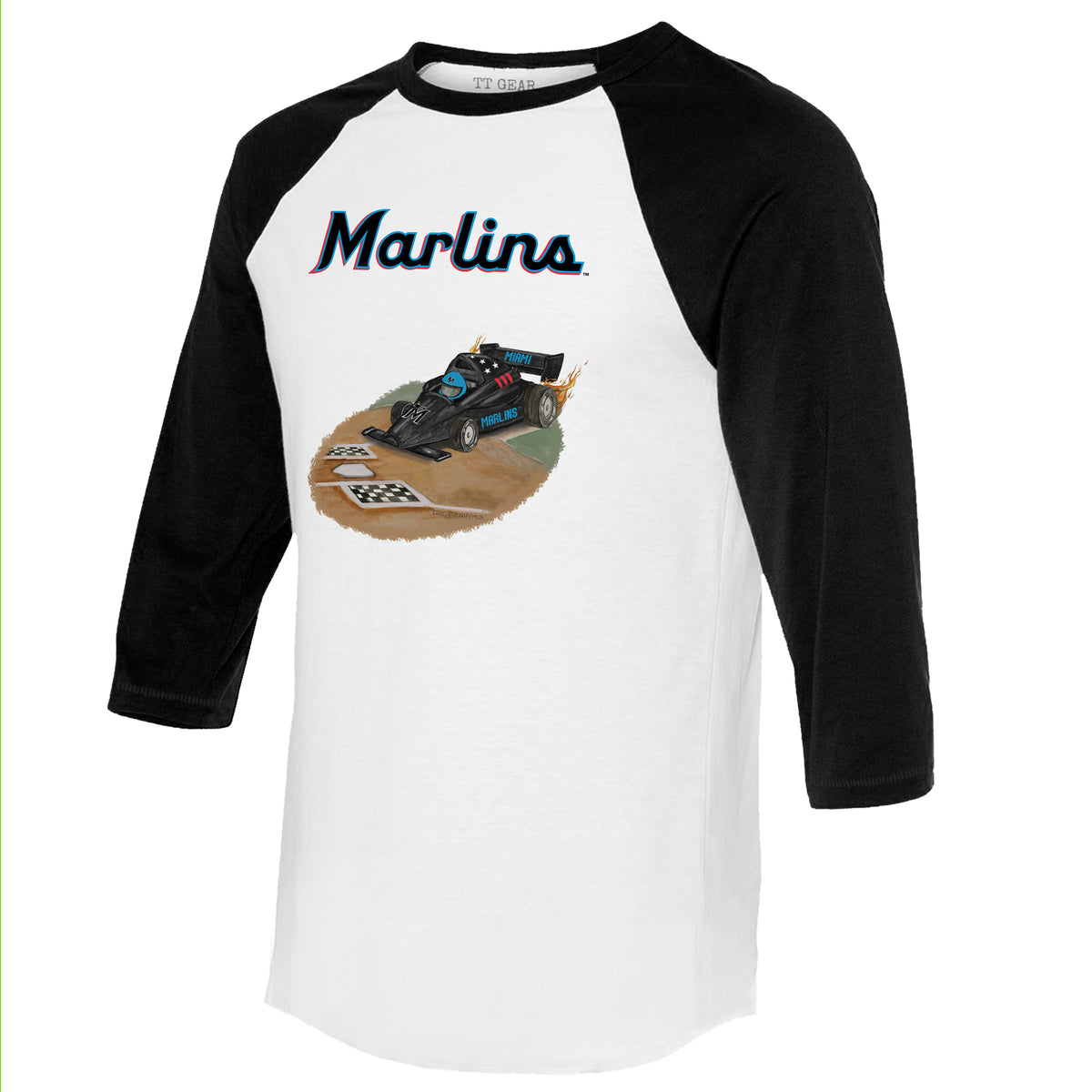 Miami Marlins Race Car 3/4 Black Sleeve Raglan