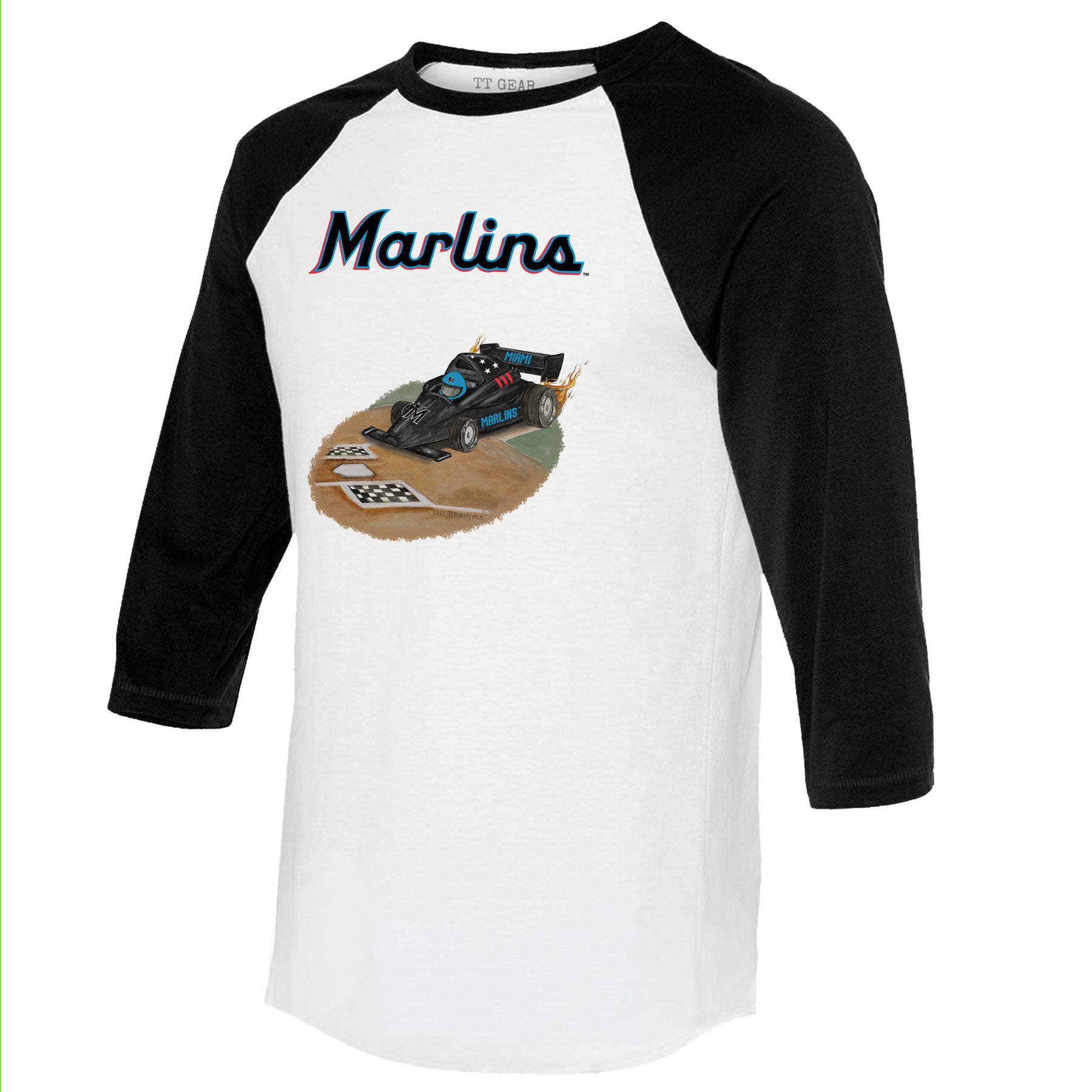 Miami Marlins Race Car 3/4 Black Sleeve Raglan