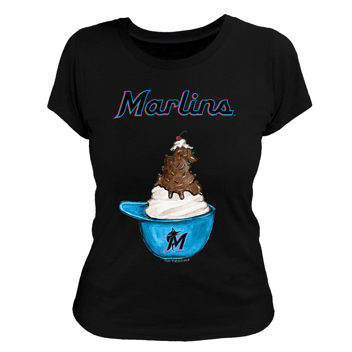 Miami Marlins Sundae Helmet Women's Tee Shirt