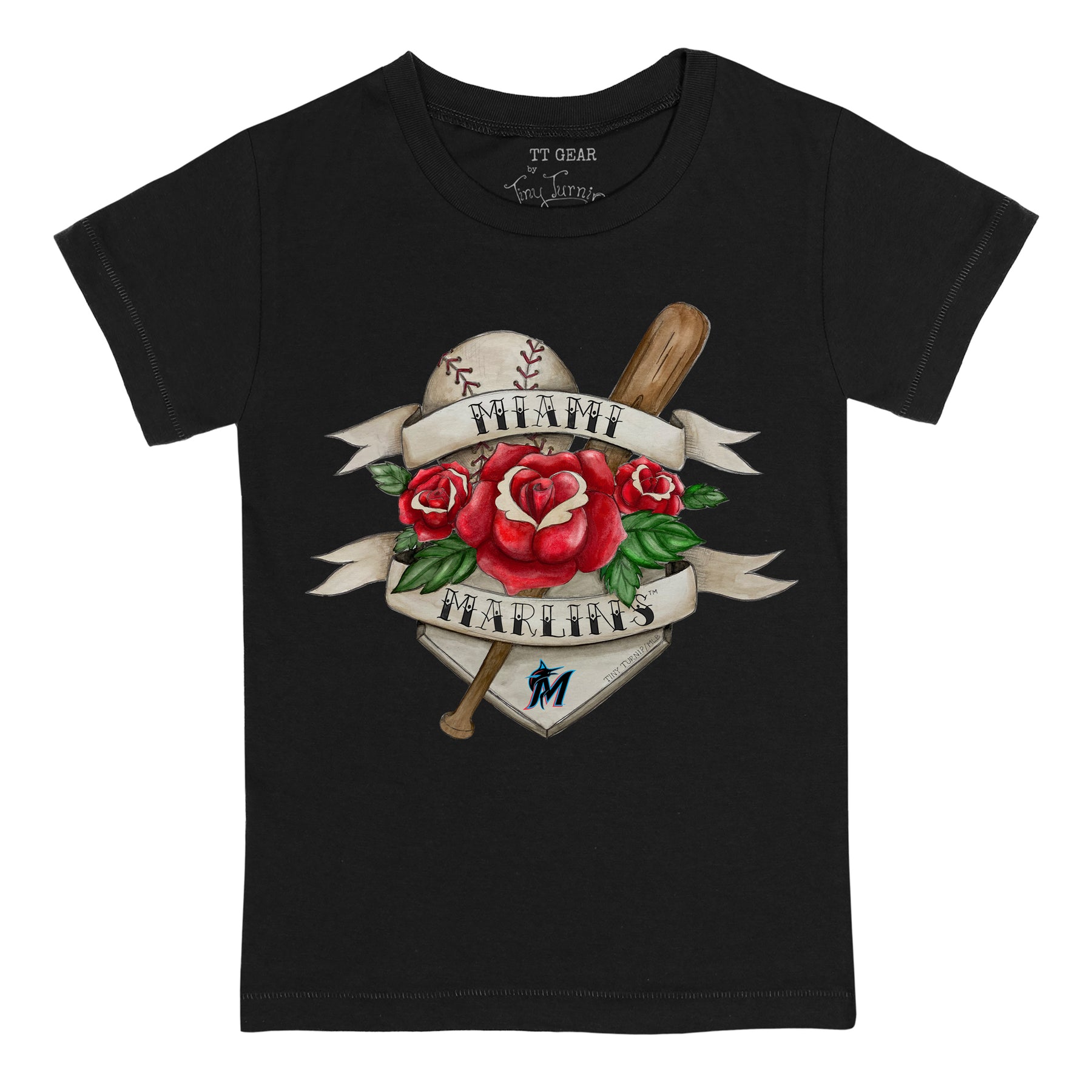 Miami Marlins Tattoo Rose Tee Shirt