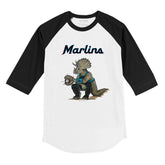 Miami Marlins Triceratops 3/4 Black Sleeve Raglan