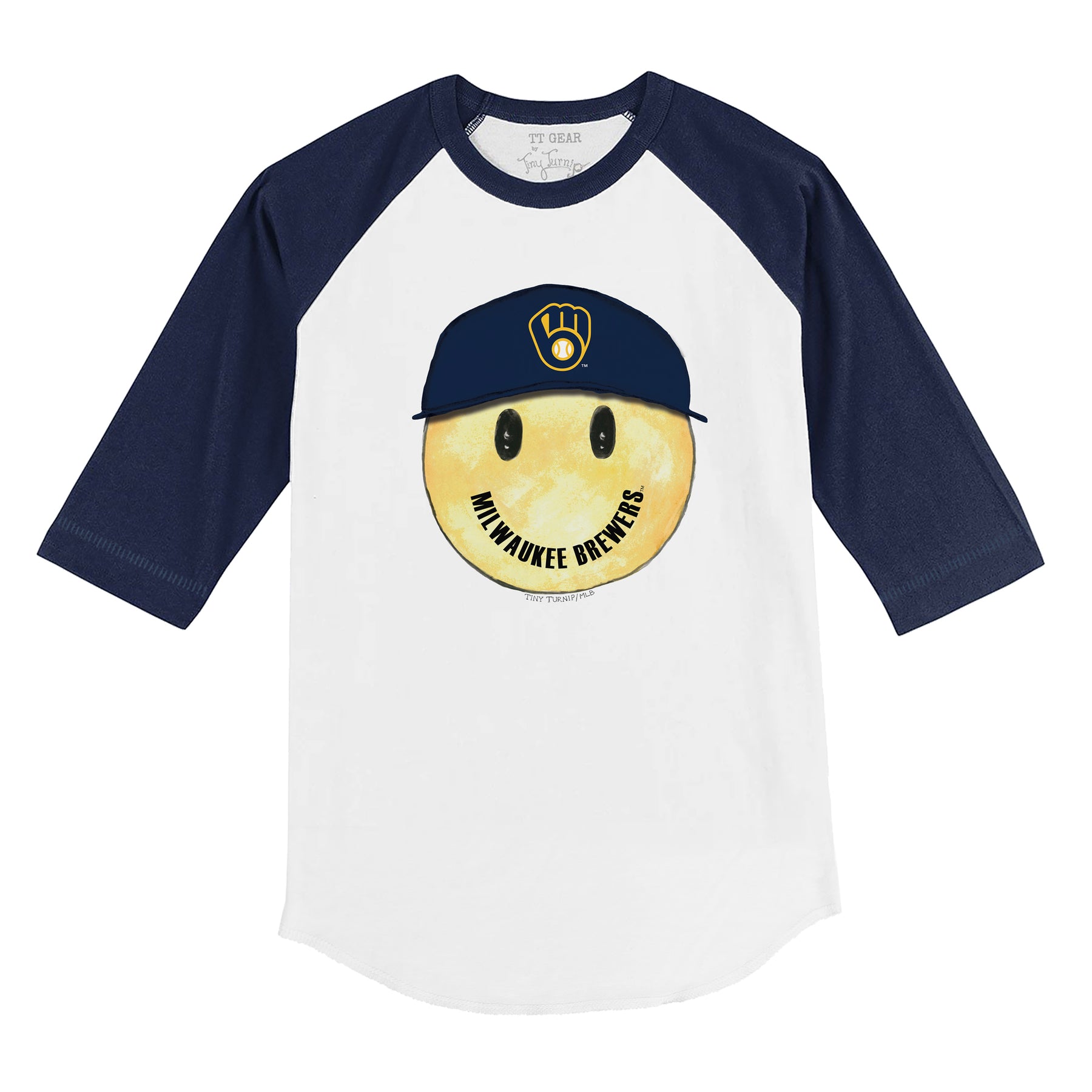 Milwaukee Brewers Smiley 3/4 Navy Blue Sleeve Raglan