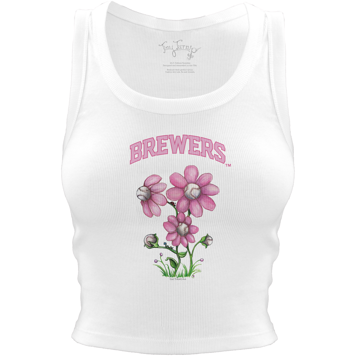 Milwaukee Brewers Blooming Baseballs Crop Tank - Tiny Turnip