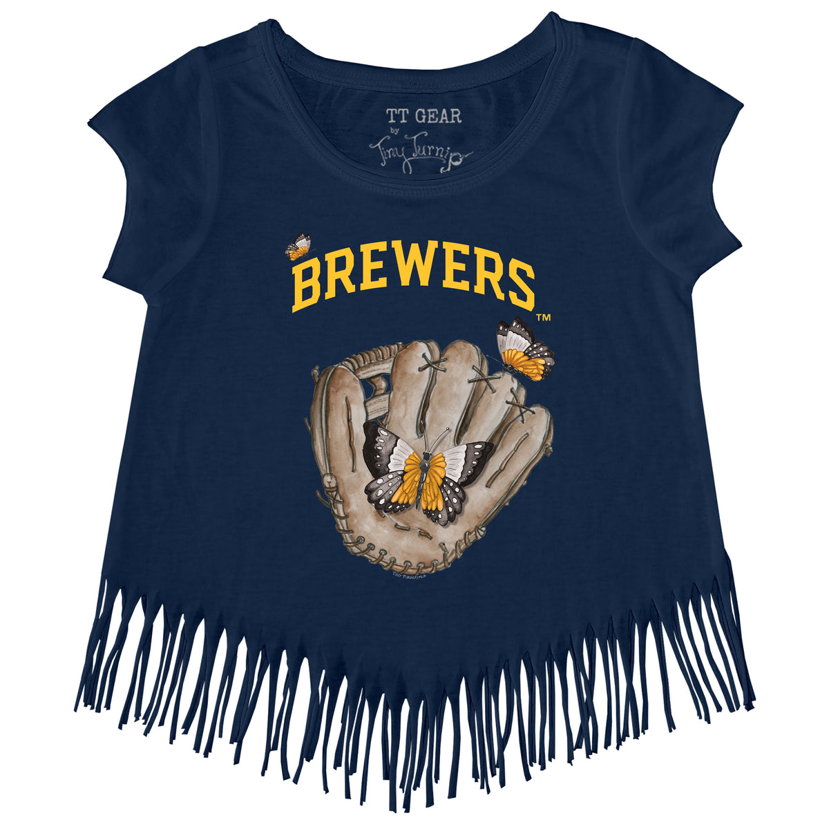 Milwaukee Brewers Butterfly Glove Fringe Tee