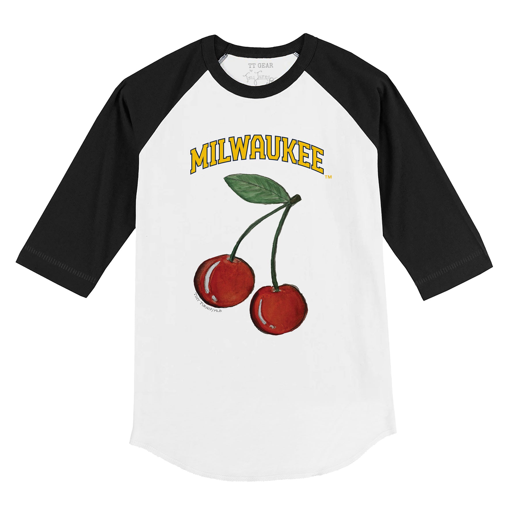 Milwaukee Brewers Cherry 3/4 Black Sleeve Raglan