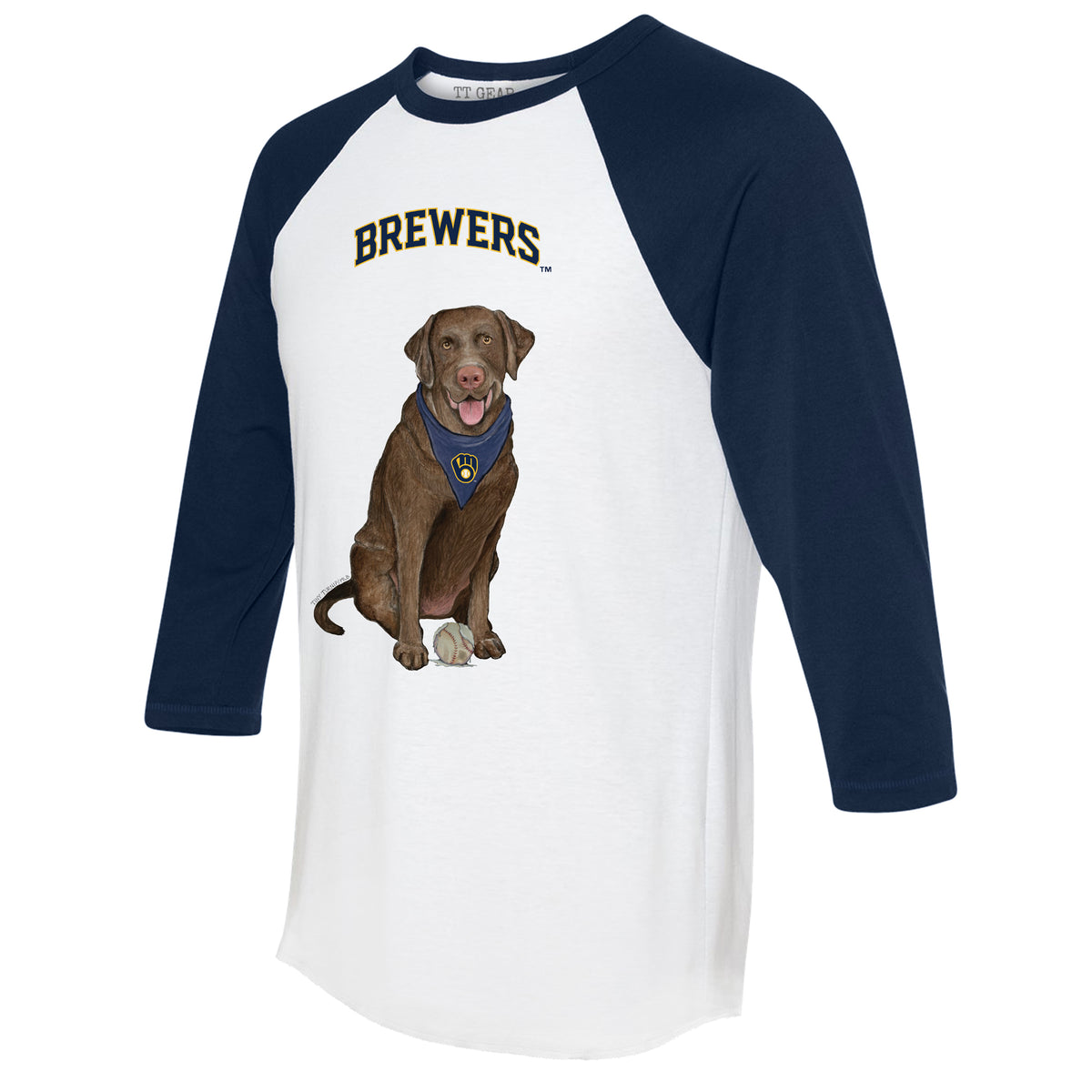 Milwaukee Brewers Chocolate Labrador Retriever 3/4 Navy Blue Sleeve Raglan