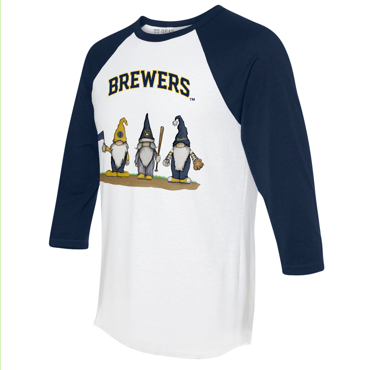 Milwaukee Brewers Gnomes 3/4 Navy Blue Sleeve Raglan