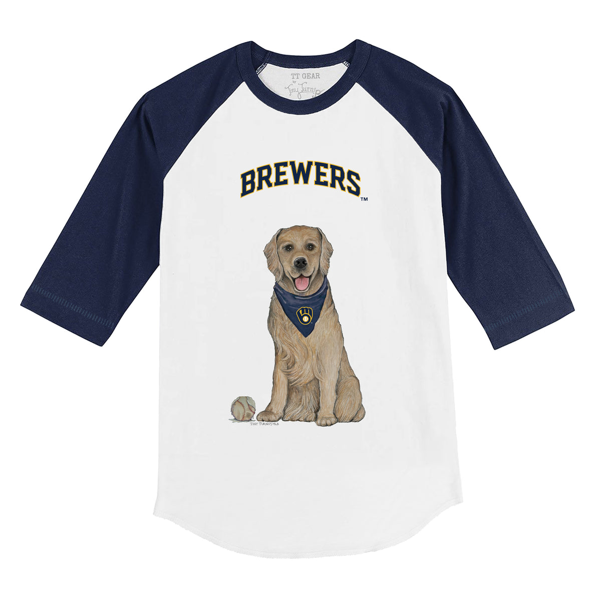 Milwaukee Brewers Golden Retriever 3/4 Navy Blue Sleeve Raglan