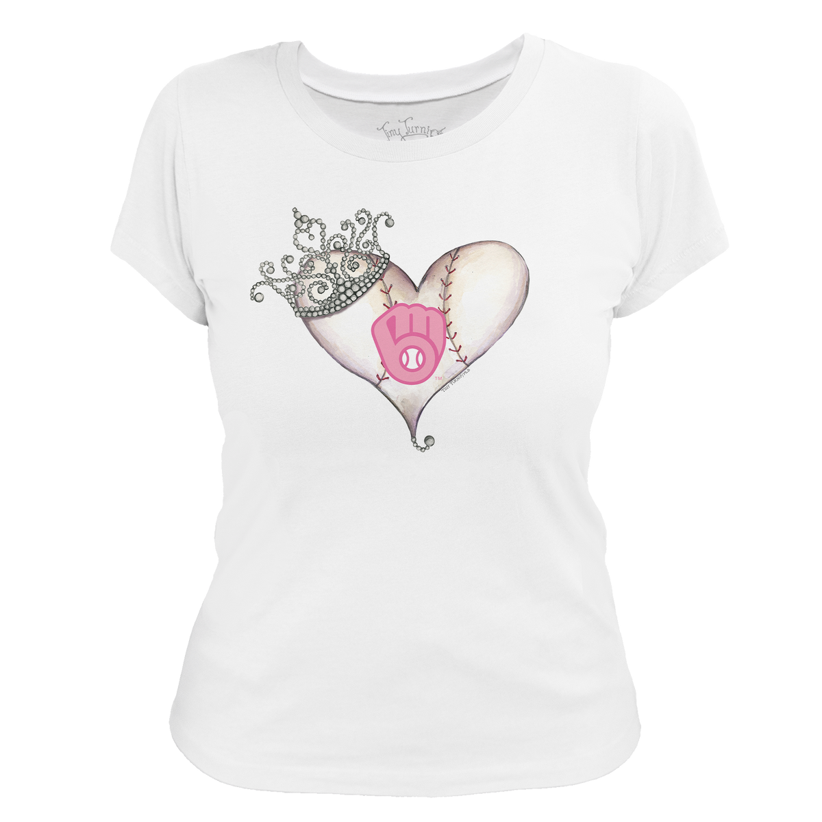 Milwaukee Brewers Tiara Heart Tee Shirt