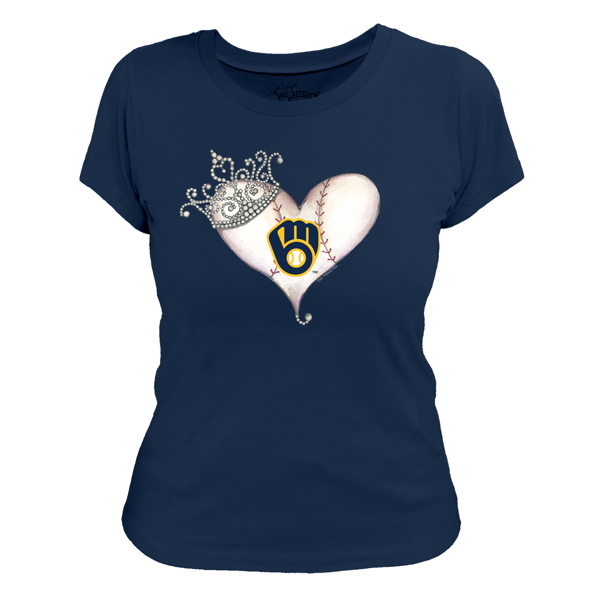 Milwaukee Brewers Tiara Heart Tee Shirt