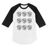 Milwaukee Brewers Logo Grid 3/4 Black Sleeve Raglan