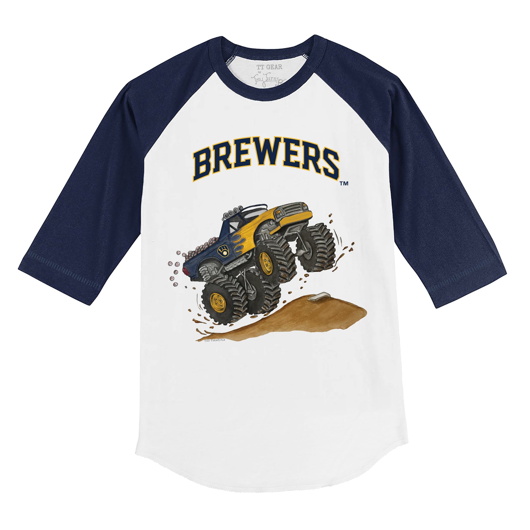 Milwaukee Brewers Monster Truck 3/4 Navy Blue Sleeve Raglan