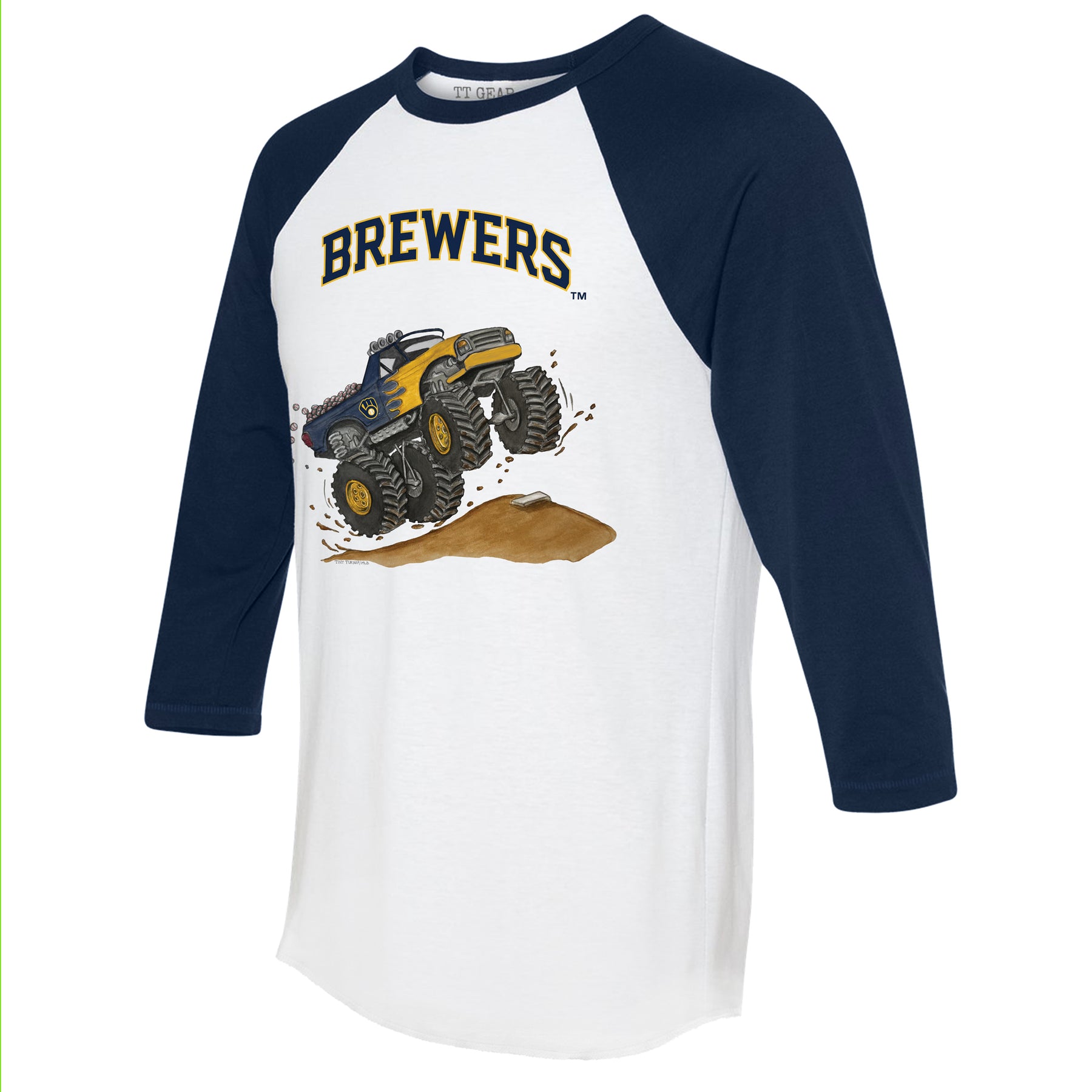 Milwaukee Brewers Monster Truck 3/4 Navy Blue Sleeve Raglan