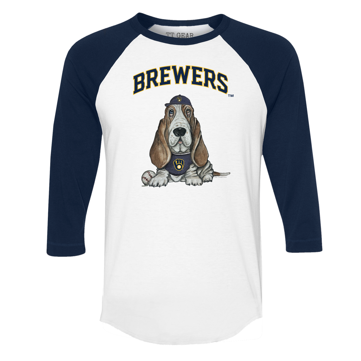 Milwaukee Brewers Puddy 3/4 Navy Blue Sleeve Raglan - Tiny Turnip
