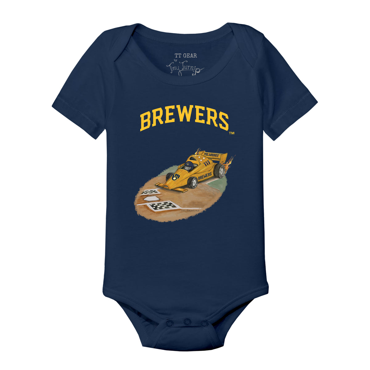 Milwaukee Brewers Race Car Short Sleeve Snapper