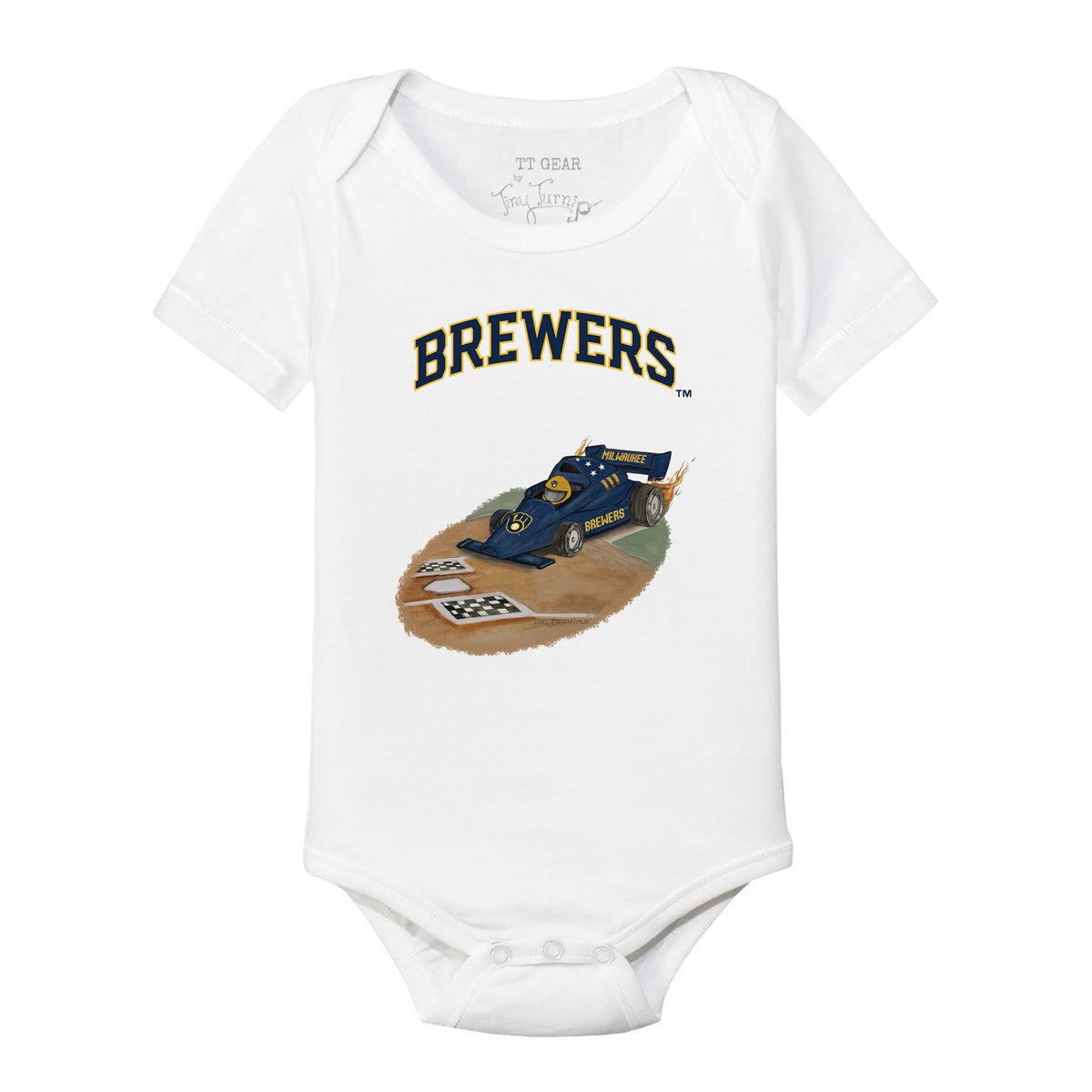 Milwaukee Brewers Race Car Short Sleeve Snapper