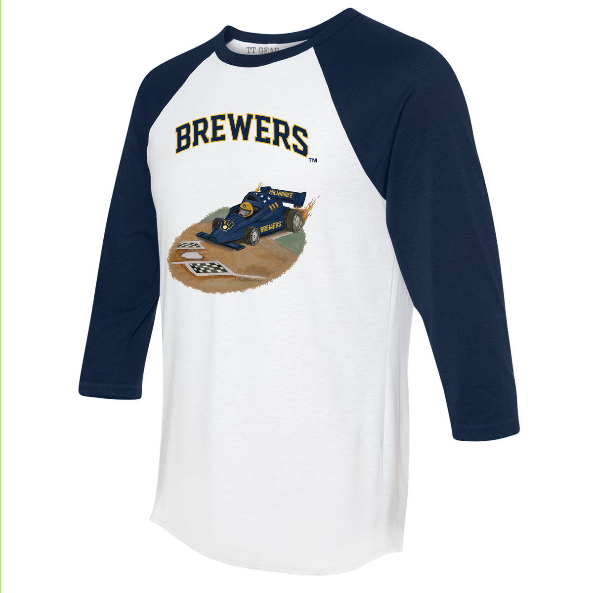 Milwaukee Brewers Race Car 3/4 Navy Blue Sleeve Raglan