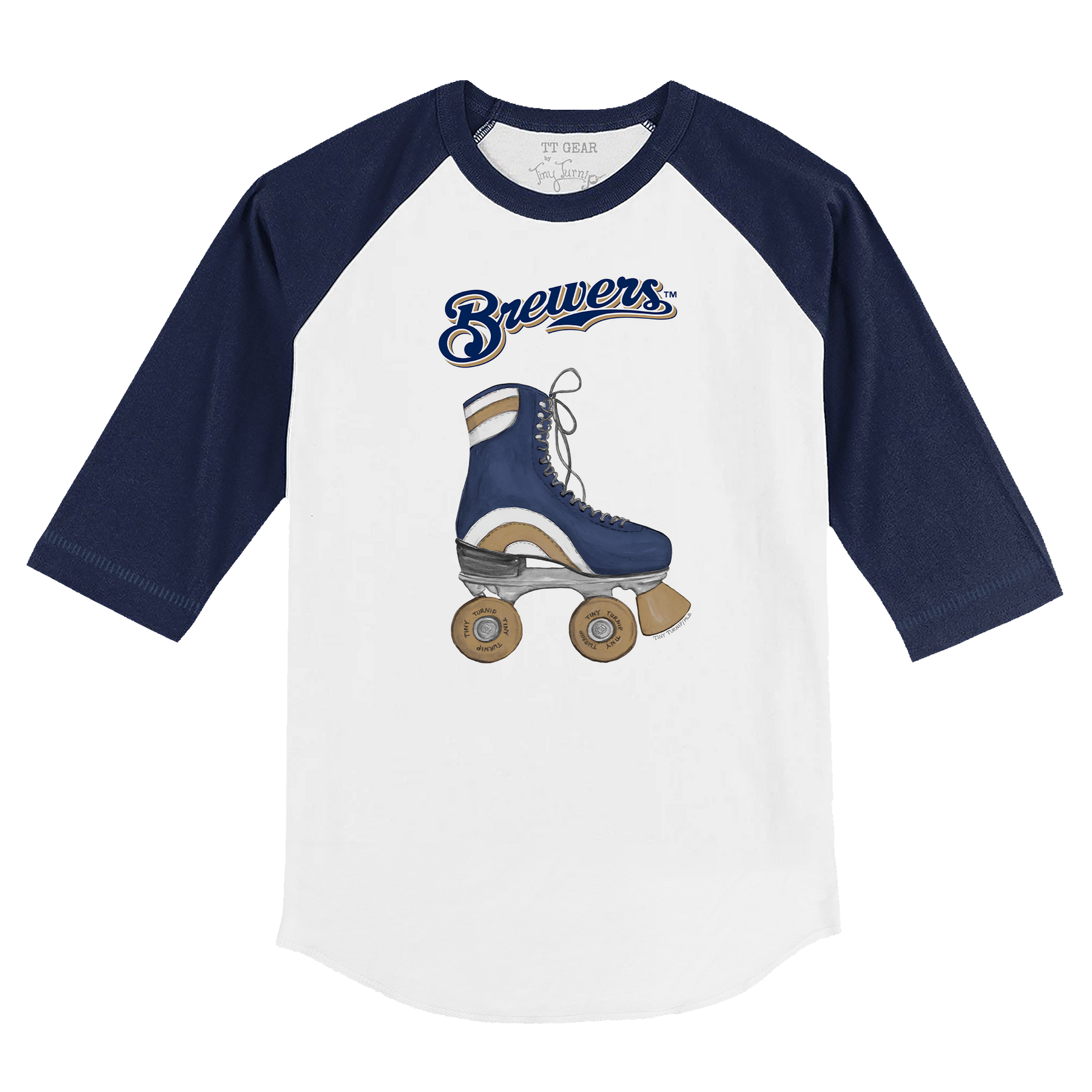 Milwaukee Brewers Retro Skate 3/4 Navy Blue Sleeve Raglan