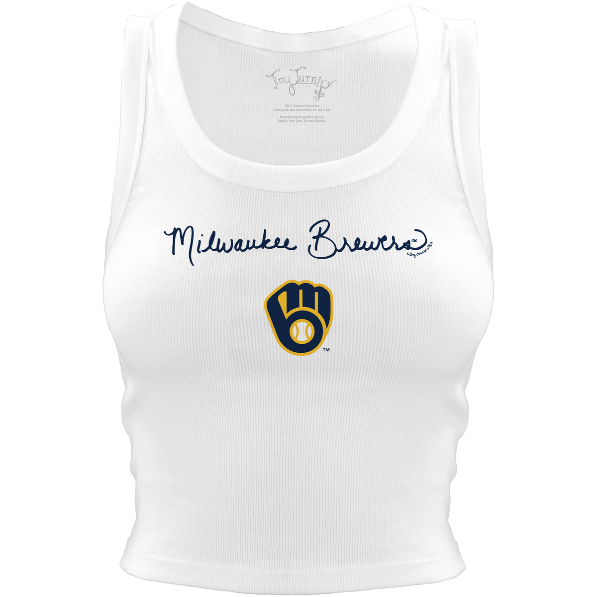Milwaukee Brewers Logo Script Crop Tank - Tiny Turnip