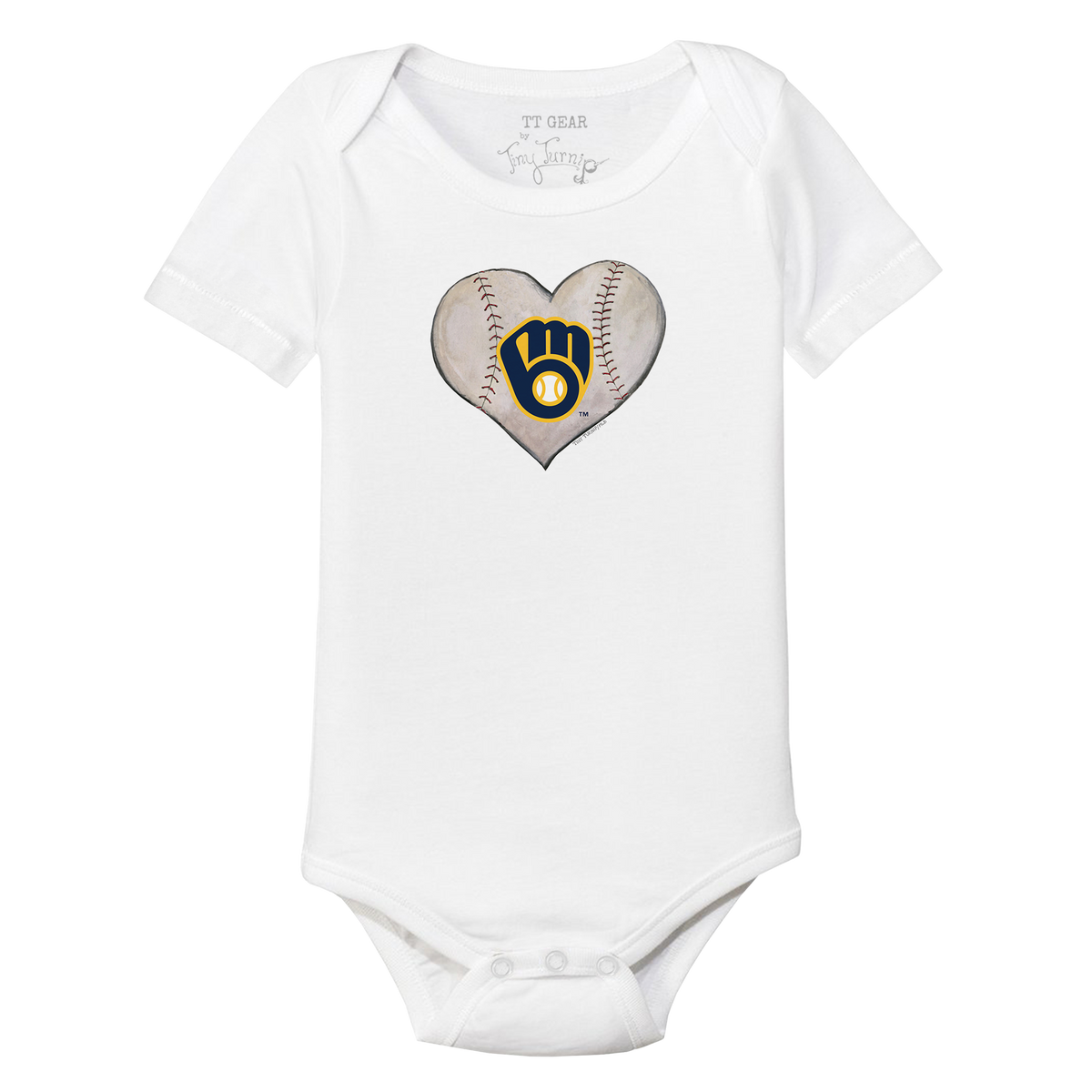 Milwaukee Brewers Stitched Heart Short Sleeve Snapper - Tiny Turnip