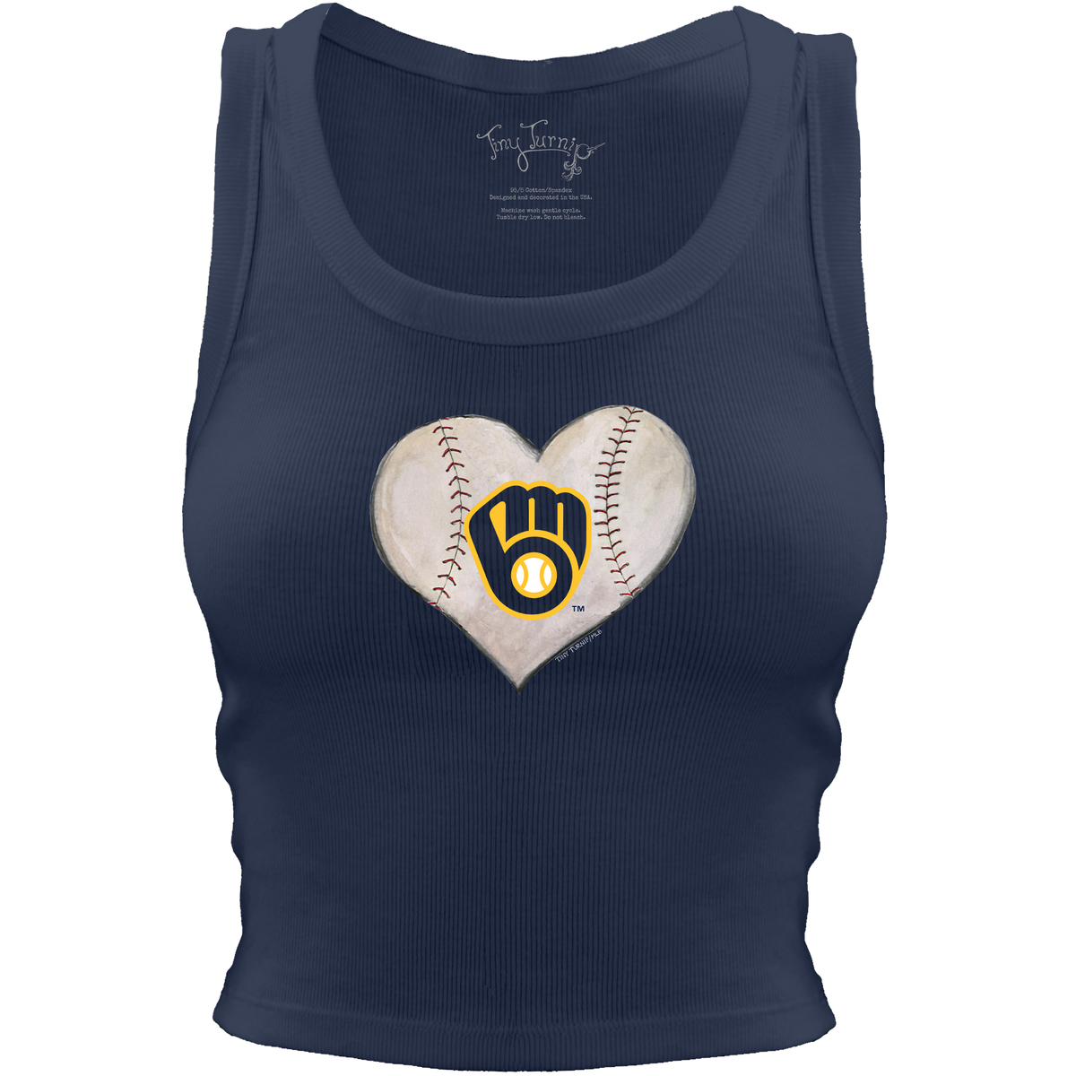 Milwaukee Brewers Baseball Heart Crop Tank - Tiny Turnip