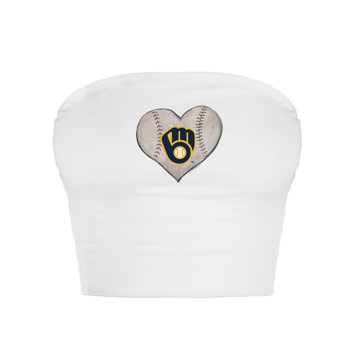 Milwaukee Brewers Stitched Heart Crop Tube Top - Tiny Turnip