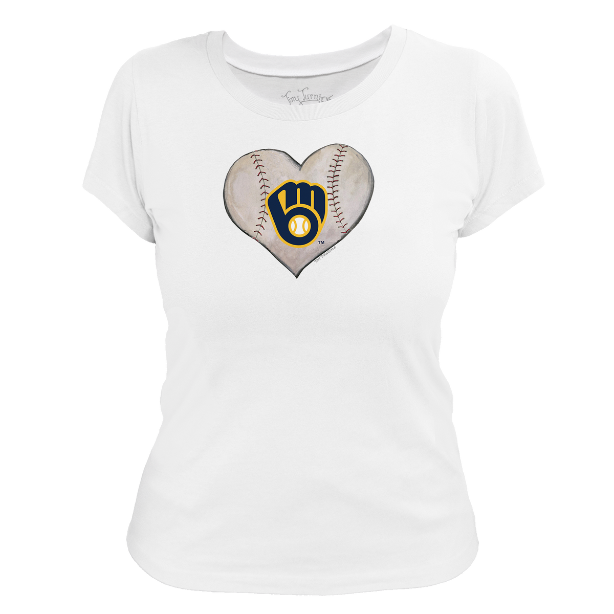 Milwaukee Brewers Stitched Heart Women's Tee Shirt - Tiny Turnip