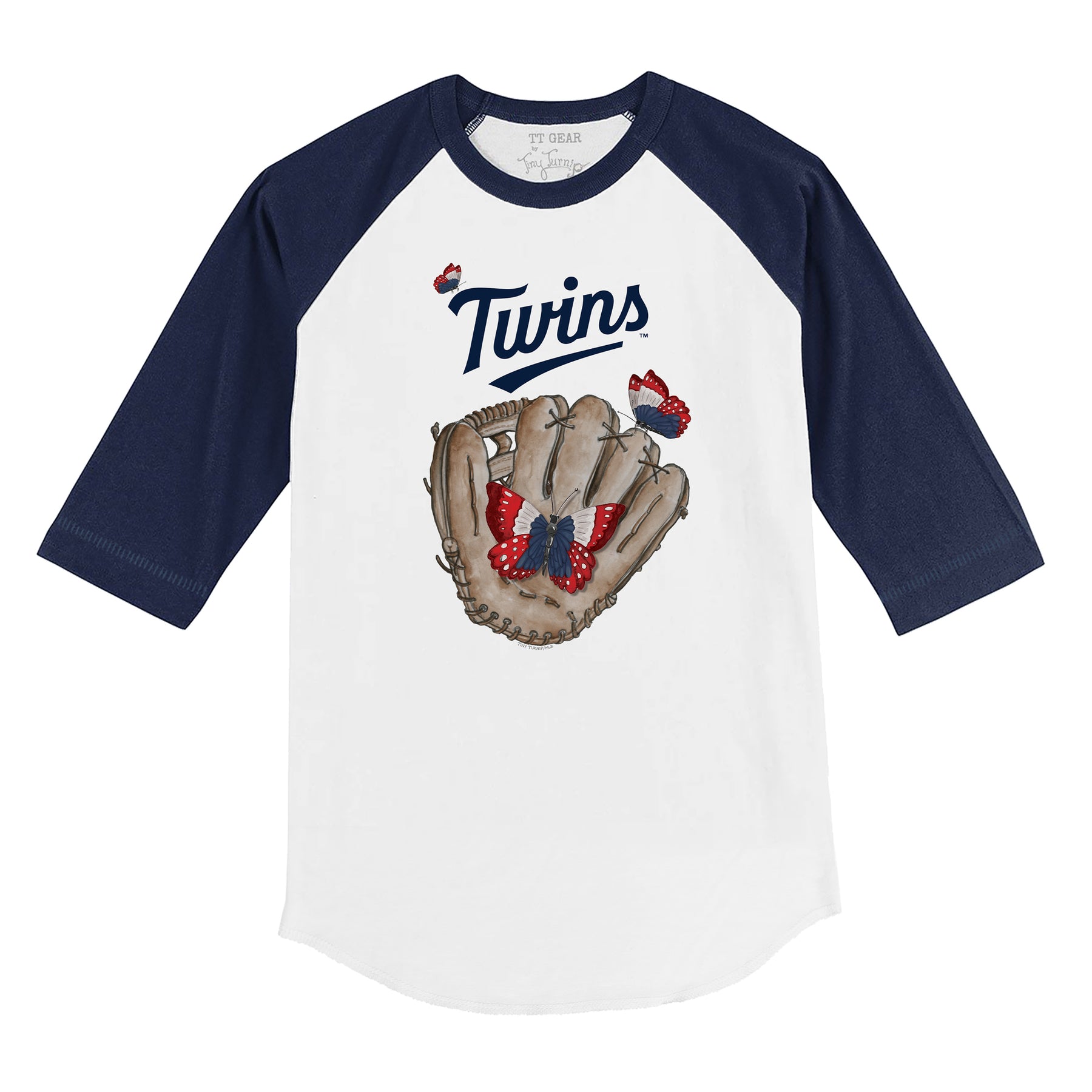 Minnesota Twins Butterfly Glove 3/4 Navy Blue Sleeve Raglan