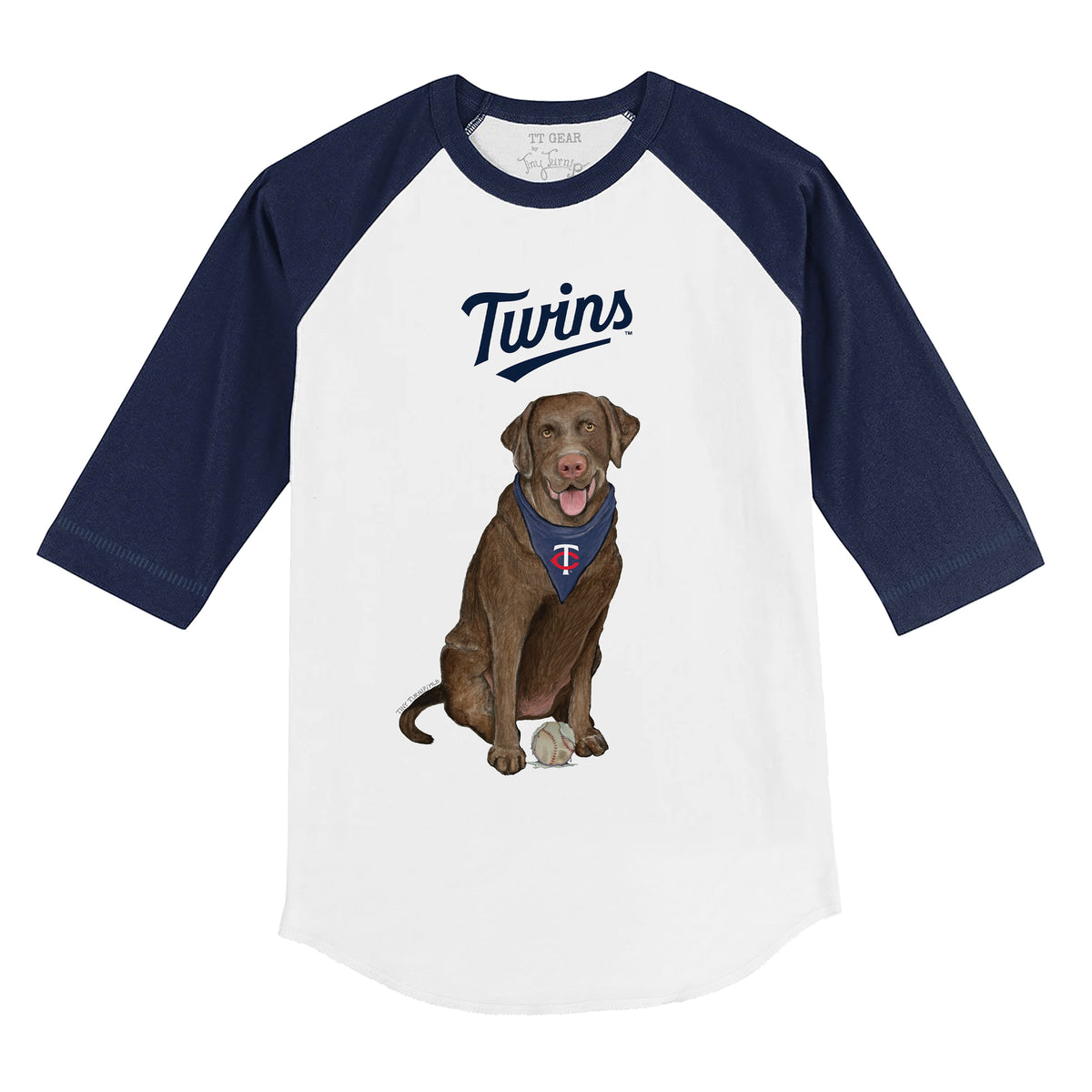 Minnesota Twins Chocolate Labrador Retriever 3/4 Navy Blue Sleeve Raglan