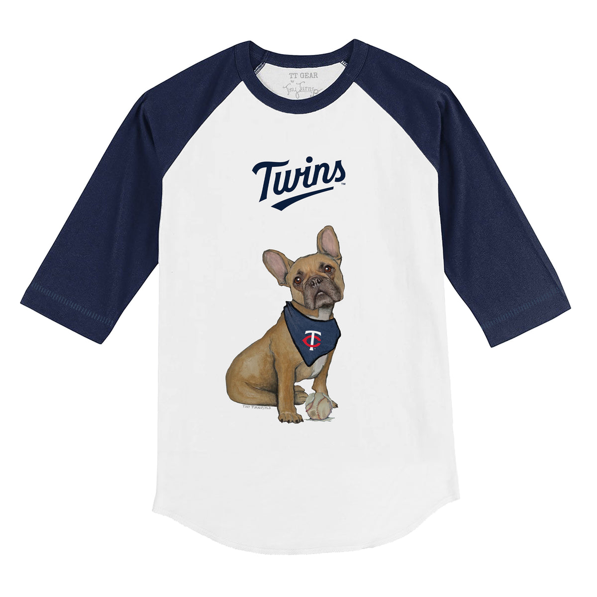 Minnesota Twins French Bulldog 3/4 Navy Blue Sleeve Raglan