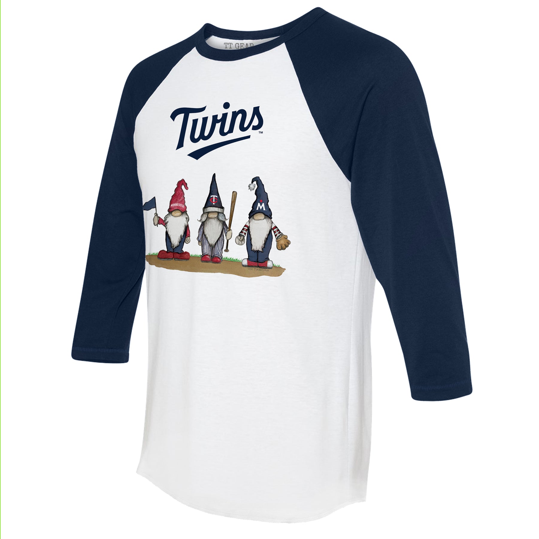 Minnesota Twins Gnomes 3/4 Navy Blue Sleeve Raglan