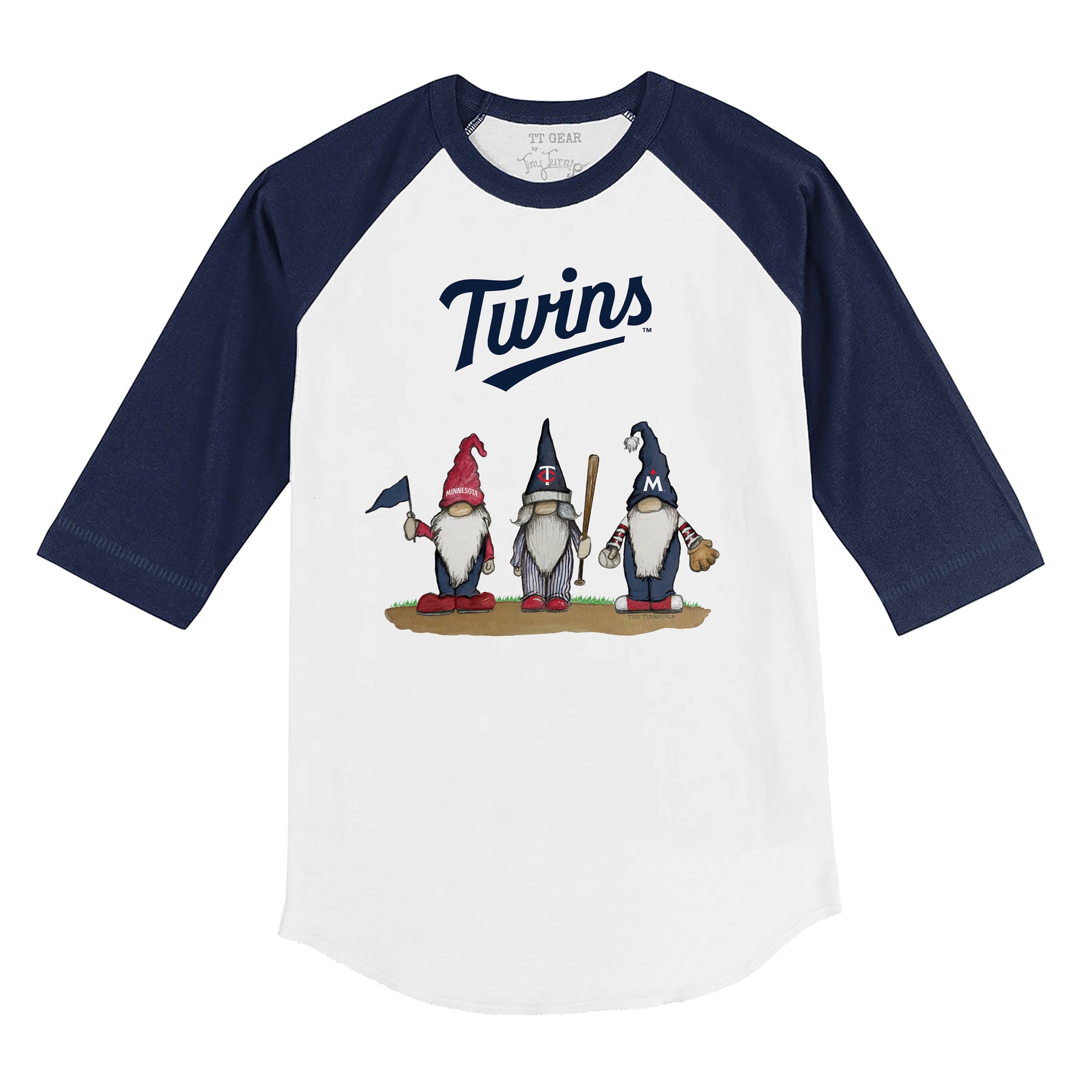 Minnesota Twins Gnomes 3/4 Navy Blue Sleeve Raglan